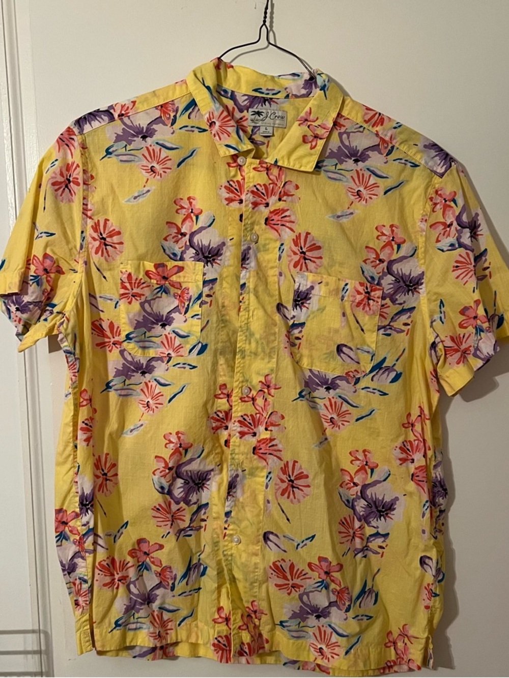 J. Crew Yellow Floral Short-Sleeve Button-Down Shirt